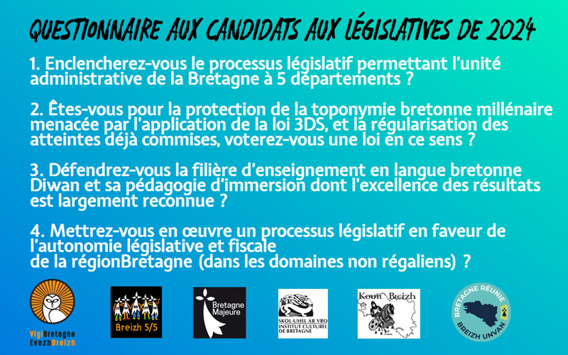 Questionnaire aux candidats aux législatives en Bretagne